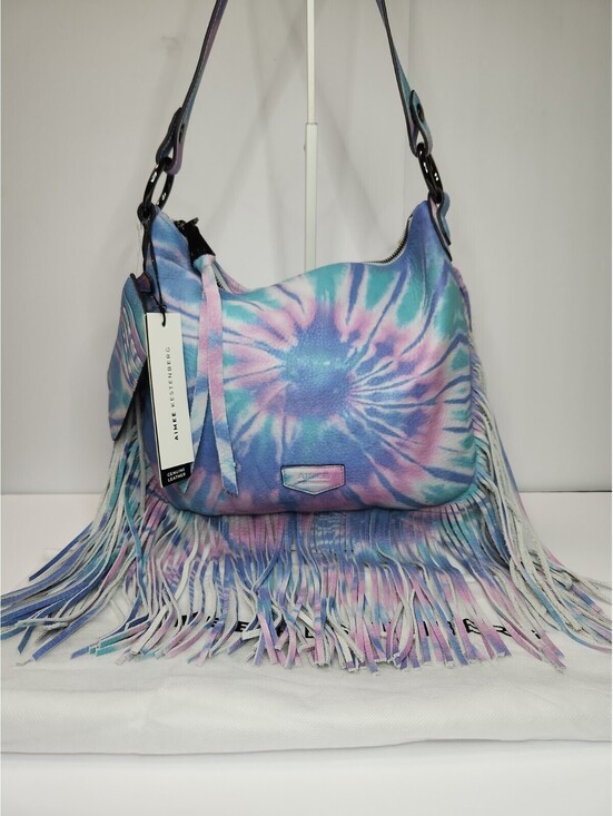 Aimee Kestenberg Handbags - NWT Aimee Kestenberg Kane Convertible Lthr Bag Purse Tie-Dy Blu Pnk fringe RARE!